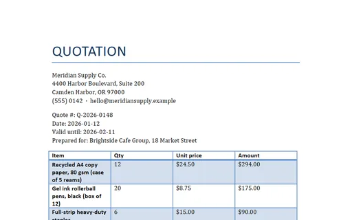 Preview of Sales Quote Template (DOCX)