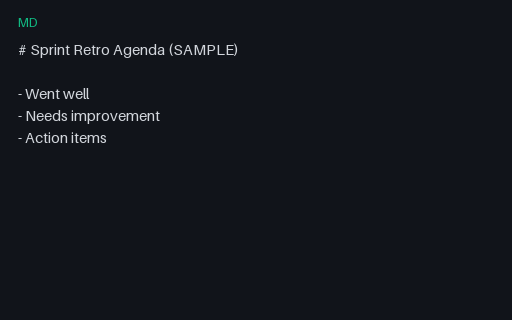 Preview of Template: Agenda Retro (Markdown)