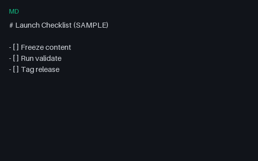 Preview of Template: Checklist Launch (Markdown)