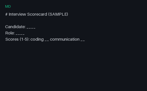 Preview of Template: Interview Scorecard (Markdown)