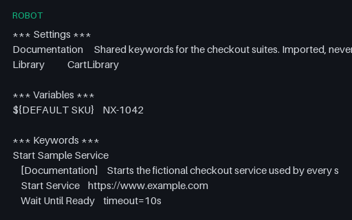Preview of Robot Framework: Shared Keyword Resource