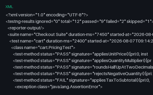 Preview of TestNG: testng-results.xml