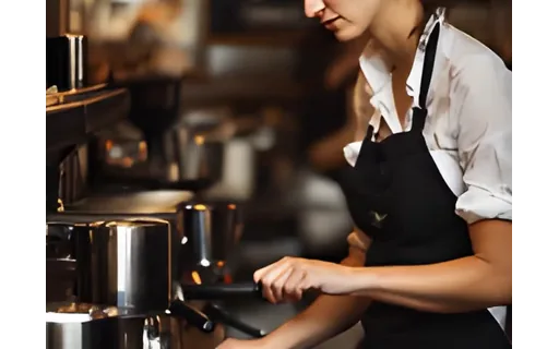 Preview of Barista at the espresso machine: restored by Real-ESRGAN
