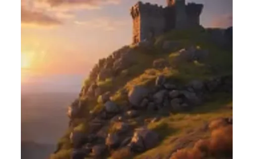 Preview of Clouds drifting behind a fantasy keep: degraded input