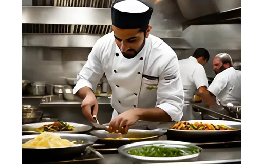 Preview of Chef plating a dish: restored by Real-ESRGAN