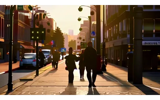 Preview of City street at golden hour (text-to-video)