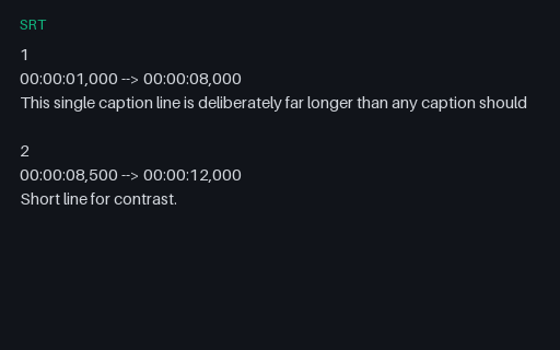 Preview of SRT: Over-Long Caption Line