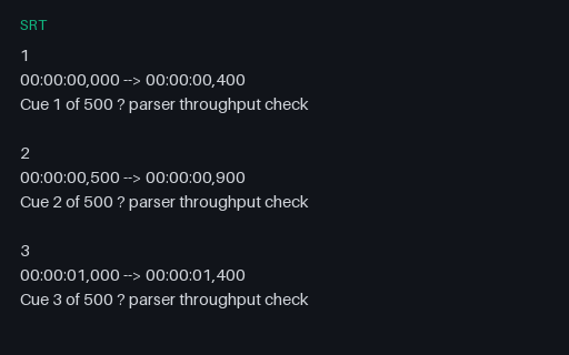 Preview of SRT: 500-Cue Throughput File