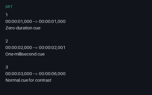 Preview of SRT: Zero and Near-Zero Duration Cues
