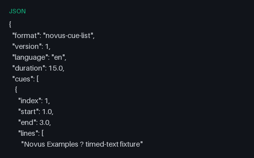 Preview of JSON: Caption Cue List