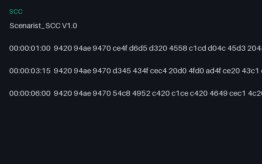 Preview of SCC: Broadcast CEA-608 Captions