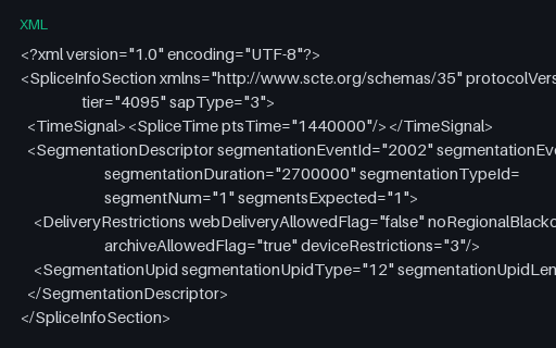 Preview of SCTE-35: Time Signal With Segmentation Descriptor