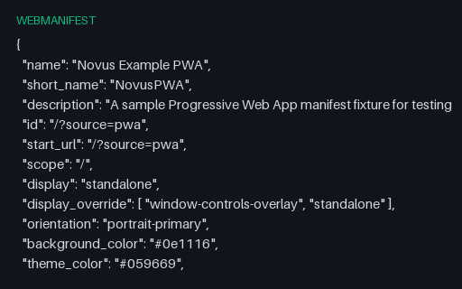 Preview of Web App Manifest (.webmanifest)