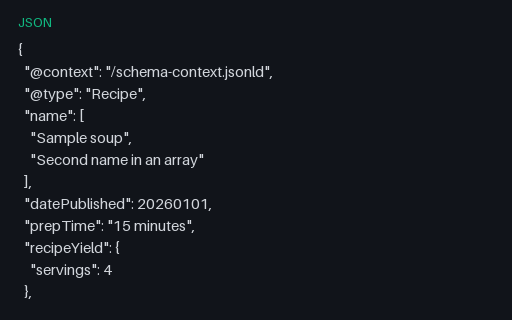 Preview of JSON-LD with wrong value types and a relative context (deliberately invalid)