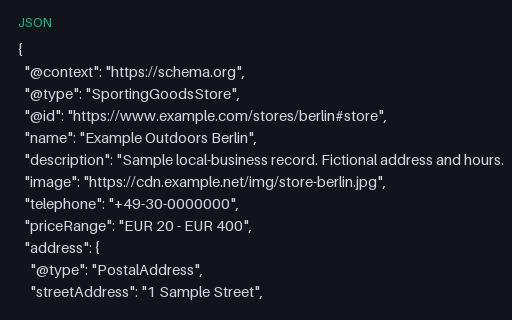 Preview of JSON-LD LocalBusiness with opening hours