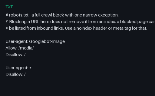 Preview of robots.txt - block everything except one path