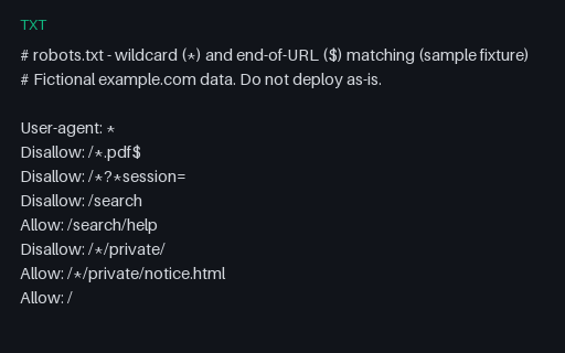 Preview of robots.txt - wildcard and $ anchor matching