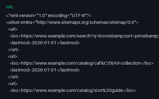 Preview of Sitemap with XML escaping and percent-encoding