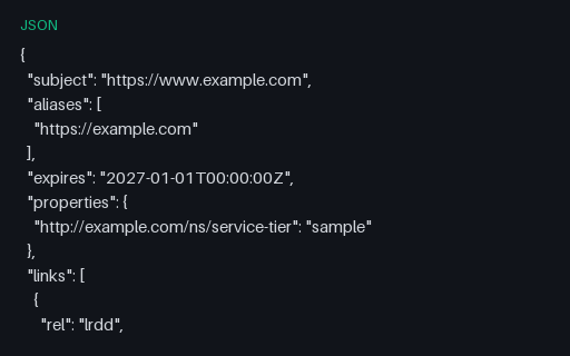 Preview of host-meta.json (JRD, JSON form)