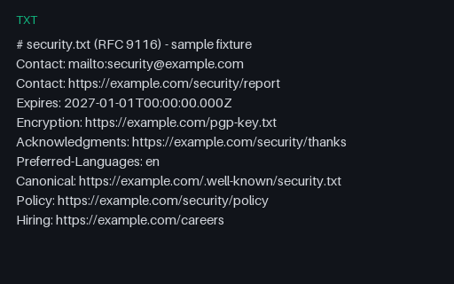 Preview of security.txt (RFC 9116)
