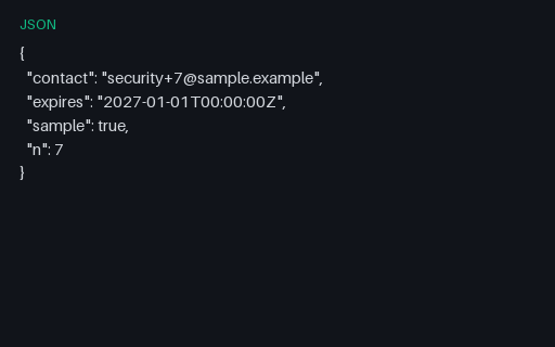 Preview of Security Contact JSON: 07