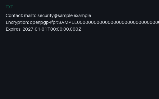 Preview of security.txt: Pgp SAMPLE