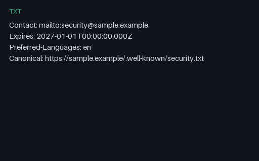 Preview of Crawler File: Security Txt Contact