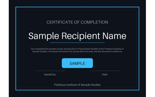 Course Completion Certificate template preview