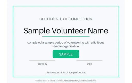 Volunteer Service Certificate template preview