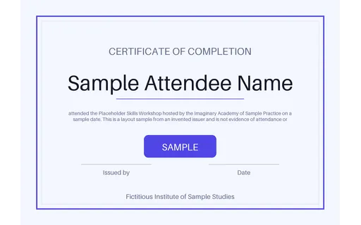 Workshop Attendance Certificate template preview