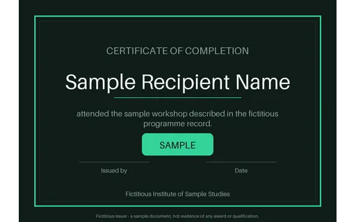 Workshop Attendance Record Certificate template preview