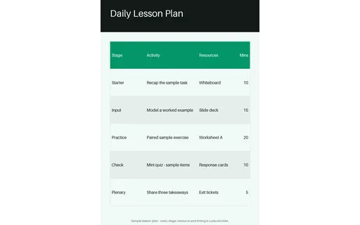 Daily Lesson Plan Sheet template preview