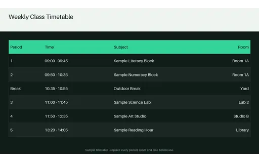 Weekly Class Timetable template preview