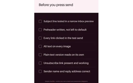 Pre-send Checklist template preview