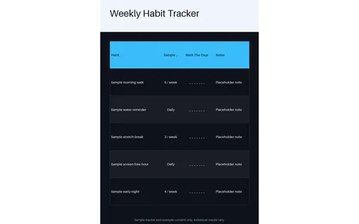Weekly Habit Tracker template preview