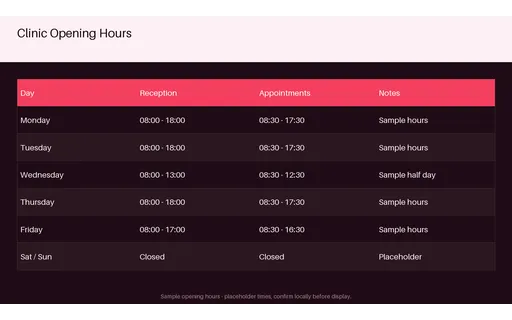 Clinic Opening Hours Sheet template preview