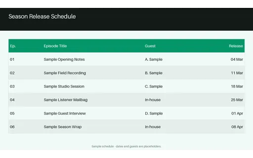 Season Release Schedule template preview