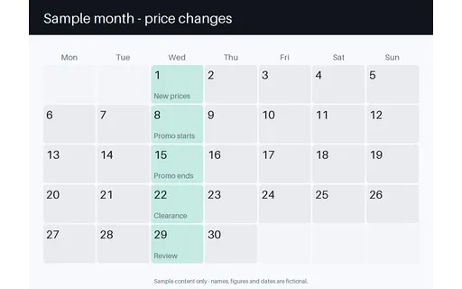 Price Change Calendar template preview