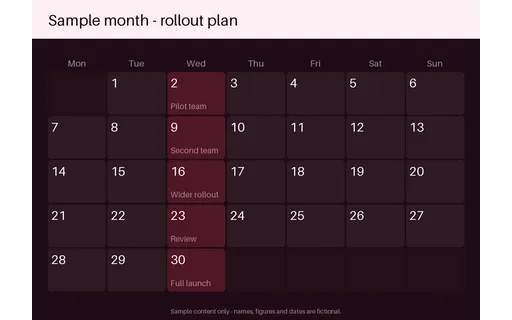 Onboarding Day Calendar template preview