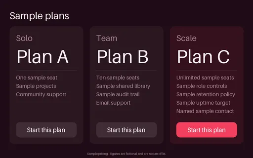 Plan Comparison Tiers template preview