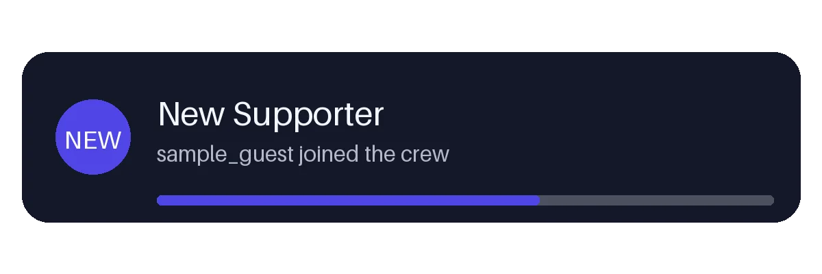New Supporter Alert variant 2