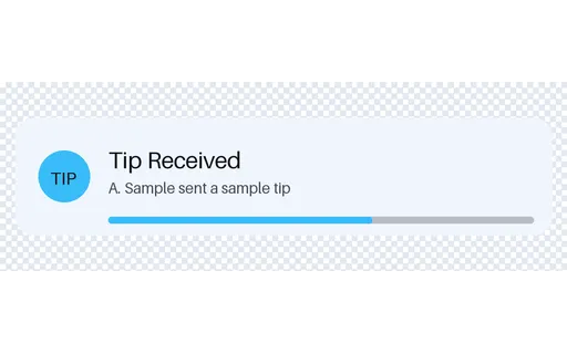 Tip Received Alert Card template preview