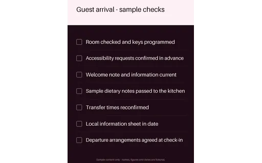 Guest Arrival Checklist template preview