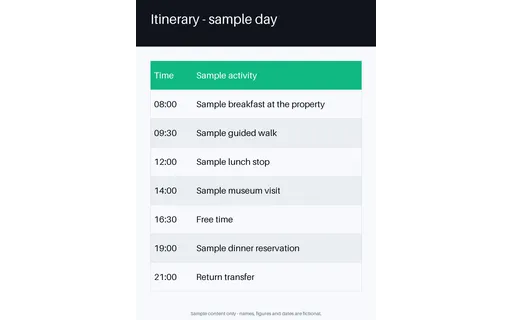 Itinerary Day Sheet template preview