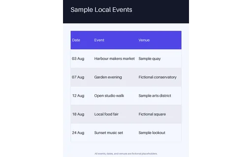 Local Events Calendar template preview