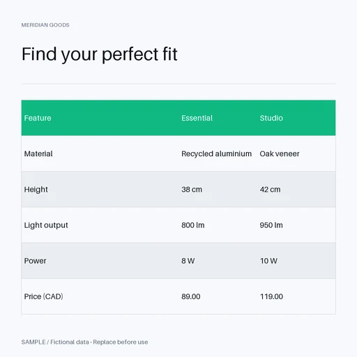 Size Chart Module template preview