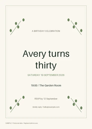 Birthday Invitation template preview