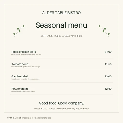 Restaurant Menu Promotion template preview